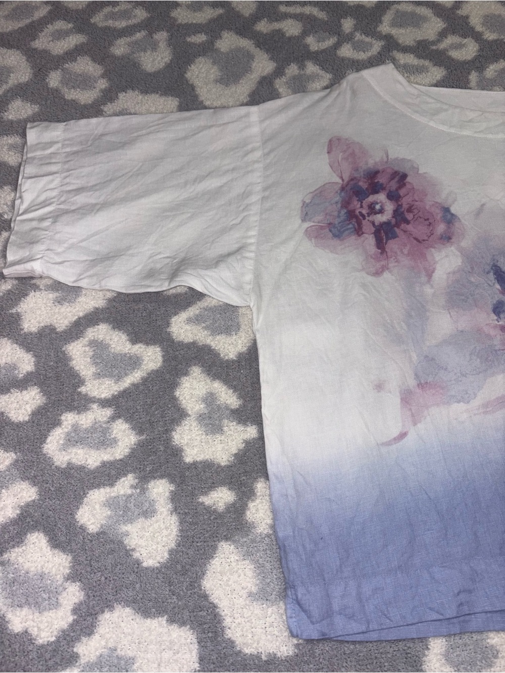J. Jill 100% Linen White Purple Watercolor Floral Oversized Top Women’s S - Picture 4 of 11